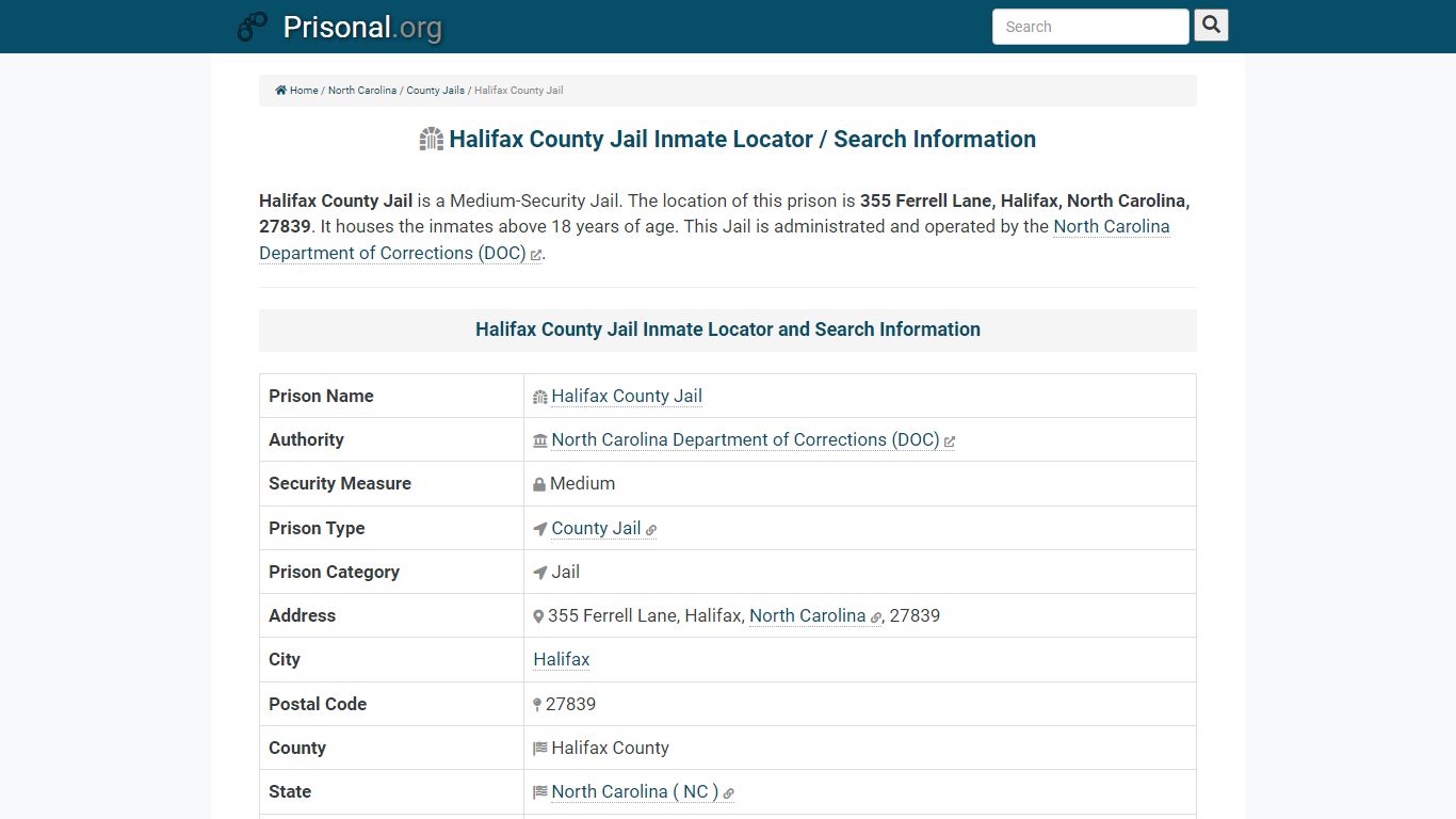 Halifax County Jail-Inmate Locator/Search Info, Phone, Fax ...
